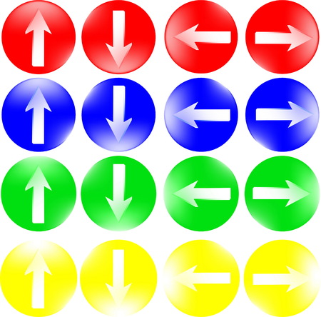 Round buttons with arrows for an internet site. A collection of colorful buttonsのイラスト素材