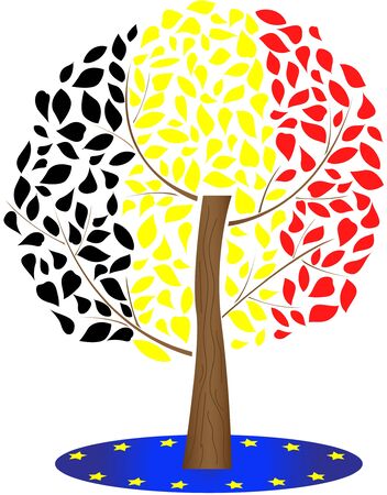 Flag of Belgium and European Union. Illustration of the Belgian flag.のイラスト素材