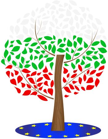 Flag of Bulgaria and the European Union. Illustration of the Bulgarian flag.のイラスト素材