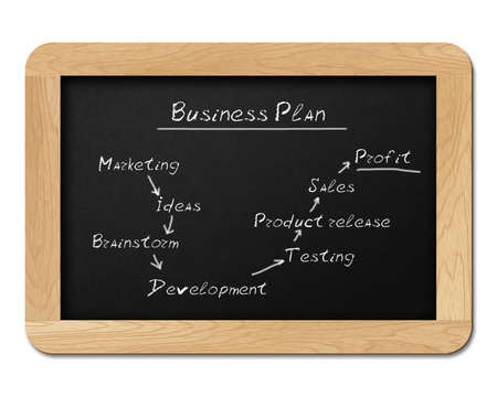 Chalkboard with Conceptual Business plan strategy  Isolated on white の写真素材