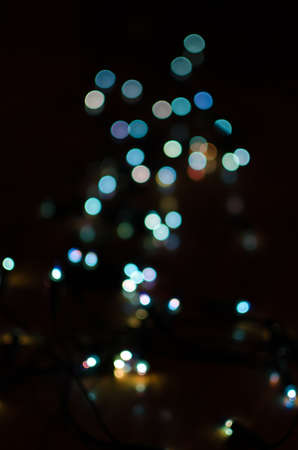 Christmas lights on the floorの写真素材