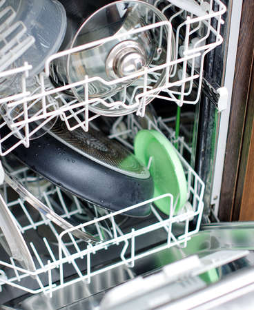 Open dishwasher after cleaningの写真素材