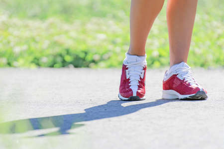 Woman is prepared to do workoutsの写真素材