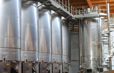Wine manufacturing  Modern winery tanks の写真素材