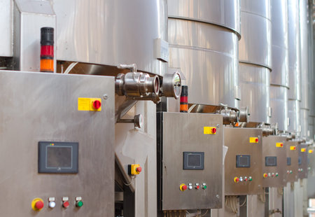 Wine manufacturing  Modern winery tanks 