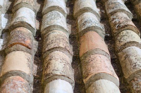Old natural stone roof tiles