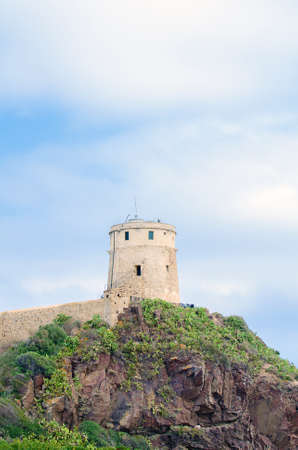 Fortress on the hill on the peninsula.の写真素材