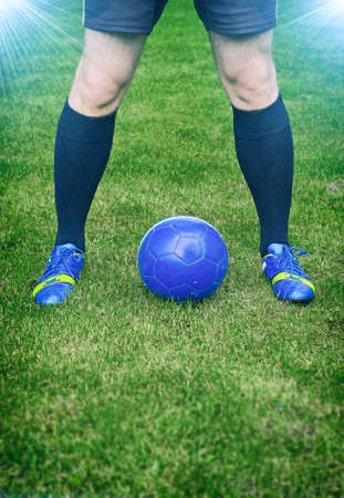 Football player is ready to play.の写真素材