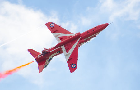 TALLINN BAY, ESTONIA - 23 JUNE, Red Arrows Royal Air Force Aerobatic Display above Tallinn Bay at 23 06 2014のeditorial素材