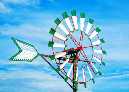 Portrait of classic round tower windmill.