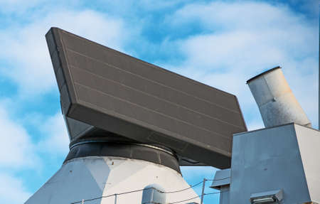 View of radar on naval ship.の写真素材