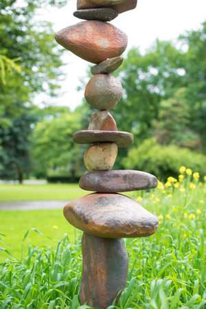 Pyramid made of stone in the park.
