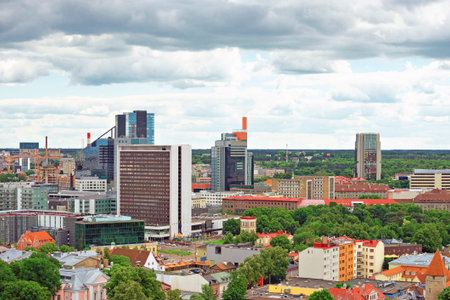 Panoramic view of modern Tallinn, Estonia.の写真素材