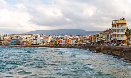 Scenic view of cityscape and bay. Chania, Greece.の写真素材