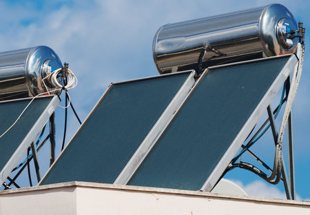 Solar water heating system on the rooftops.