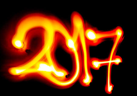 2017 Year. Speed light painting. Freeze Light.の写真素材