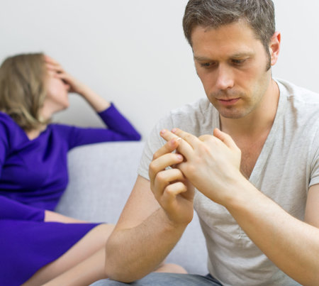 Divorce concept. Couple having trouble in their marriage.
