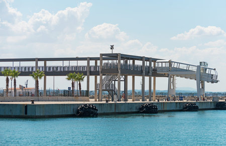 Long corridor from the passenger terminal to ship.の写真素材