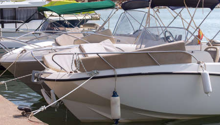 Many luxury boats in the harbor.の写真素材