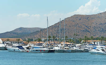 Many yachts and boats in the harbor.の写真素材