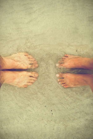 Man and woman standing next to each other. Vacation concept.の写真素材