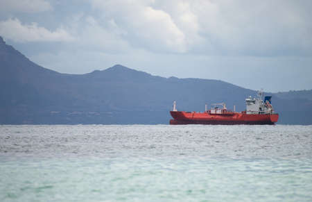 Liquified petroleum gas carrying tanker in the bay.の写真素材