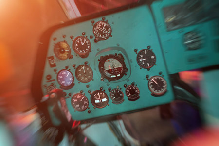 Control panel inside the Soviet helicopter.