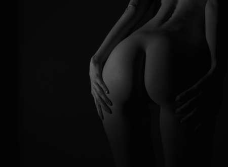 Beautiful slim woman ass. Black and white.の写真素材
