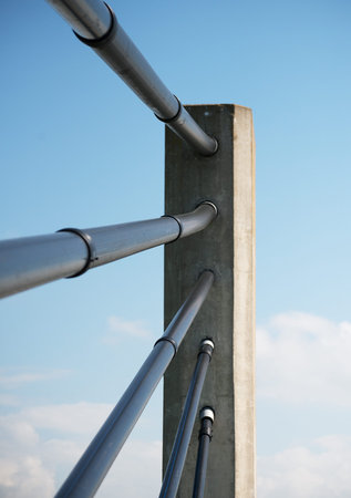 Close-up view of Cable-stayed bridge.