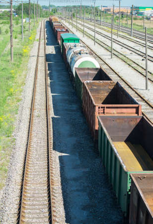 Railway station view with wagons.の写真素材
