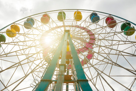 Colorful ferris wheel in the city park.のeditorial素材