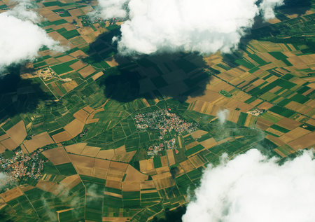 Beautiful large clouds over the rustic scenery.