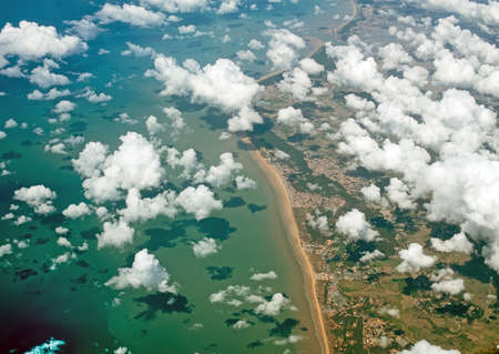 Aerial view of Atlantic coast of France.の写真素材