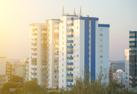 Houses in the center of of Portimao in Portugal.のeditorial素材