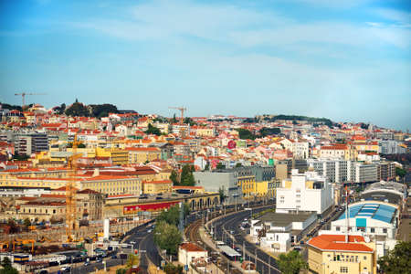 Aerial panorama of Lisbon old city.の写真素材