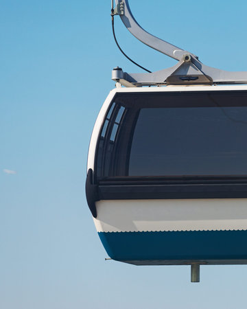 Close-up view of passenger cable way cabin.