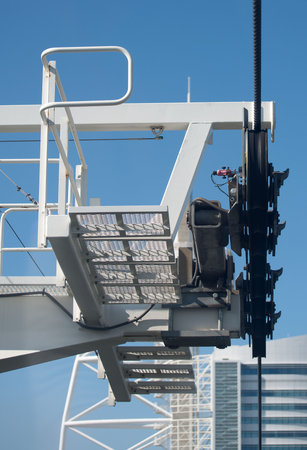 View of mechanism of passenger cable way.