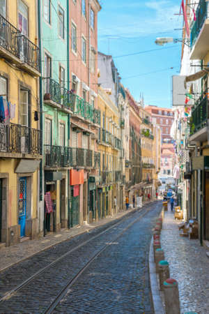 Beautiful narrow old street in Lisbon.の写真素材