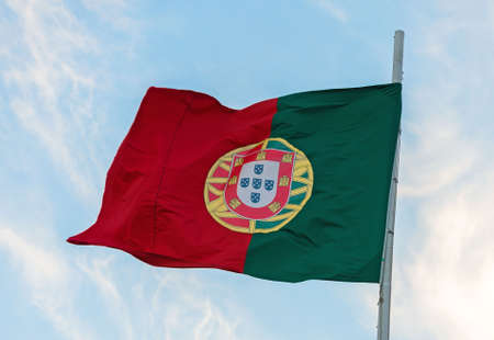 Portuguese flag waving in the wind.の写真素材