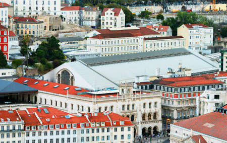 Aerial view of Rossio Train Station in Lisbon.の写真素材
