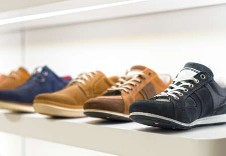 Collection of men's shoes in the store.の写真素材