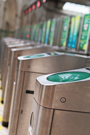Close-up view of electronic access control system.