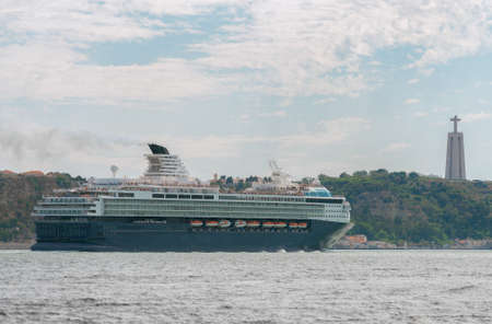 Large cruise ship in Lisbon, Portugal.の写真素材