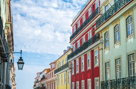 Beautiful colorful old street in Lisbon.の写真素材