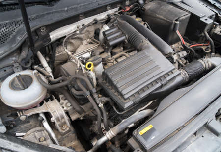 Car engine under the hood.の写真素材
