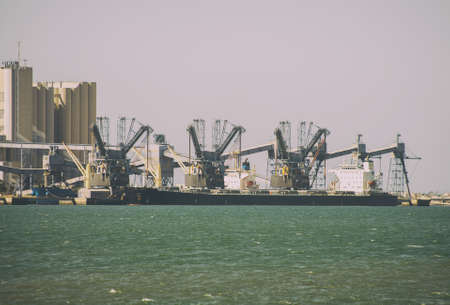 Bulk carrier ships near the terminal.の写真素材