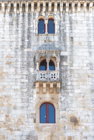 Facade of Belem Tower or Tower of St Vincent in Lisbon.のeditorial素材
