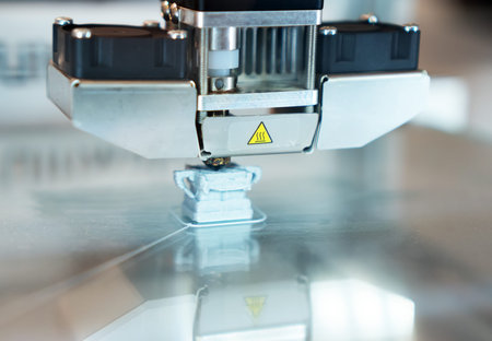 Head of industrial 3d printer in action.