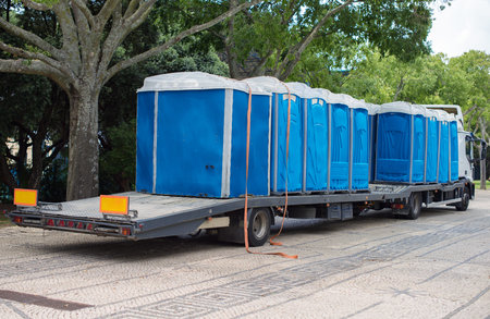 Portable bio-toilets on the truck. Preparing for the event.