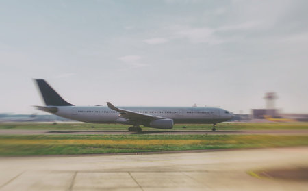 Big plane is preparing to take off.のeditorial素材